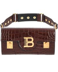 Balmain Bbuzz 23 Croc-effect Leather Belt Bag - Brown