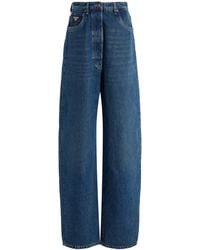 Prada - Rigid High-Rise Wide-Leg Pants - Lyst