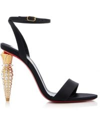 Christian Louboutin - Queen 100mm Crystal-embellished Satin Sandals - Lyst