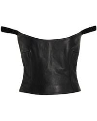 Khaite Audra Leather Top - Black
