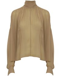 Chloé - Gathered Organic Silk Georgette Top - Lyst