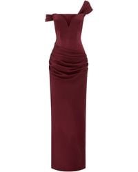 Alex Perry - Off-The-Shoulder Draped Satin Crepe Corset Gown - Lyst