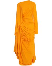 Bottega Veneta - Asymmetric Draped Jersey Midi Dress - Lyst