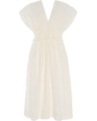 Sea - Zora Pleated Voile Midi Dress - Lyst