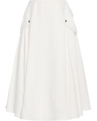 Bottega Veneta - Pleated Twill Midi Skirt - Lyst