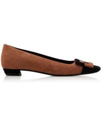 Roger Vivier - Belle Vivier Duo Buckle Suede Ballet Flats - Lyst
