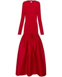 andres otalora mendra gathered jersey maxi dress in Green Fabric:SILK