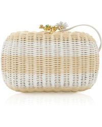 Bottega Veneta - Knot Striped Wicker Clutch - Lyst