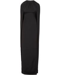 Brandon Maxwell Tailored Silk Cape Gown - Black