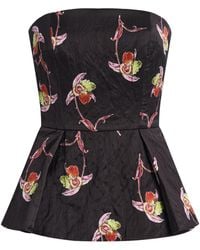 Emilia Wickstead - Jadiel Floral Satin Peplum Top - Lyst