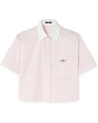 Versace - Cropped Striped Cotton-oxford Shirt - Lyst