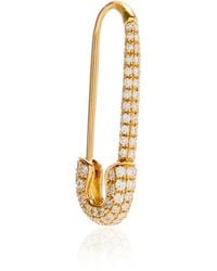 Anita Ko - 18k Yellow Gold Diamond Single Safety Pin Earring - Right Side - Lyst