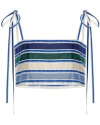 Rosie Assoulin - Easy Ribbon-Tie Cropped Striped Cotton Top - Lyst