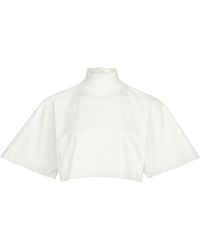 Alaïa - Oversized Cropped Cotton T-Shirt - Lyst