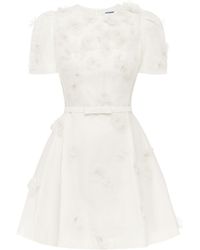LEO LIN - Elyse Petal-Embellished Linen-Silk Mini Dress - Lyst