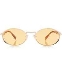 Prada - Oval-Frame Metal Sunglasses - Lyst