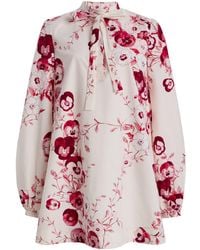 Giambattista Valli - Tie-Neck Floral Silk Mini Dress - Lyst