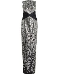 Pamella Roland - Knit-detailed Sequined Strapless Gown - Lyst