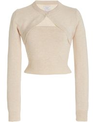 Deveaux Clara Wool And Cashmere-blend Sweater Set - White
