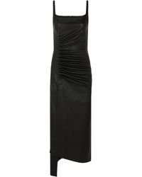 Rabanne - Button-Detailed Leather Midi Dress - Lyst