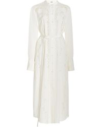 Adam Lippes - Memphis Broderie Anglaise Silk-Crepe Midi Shirt Dress - Lyst