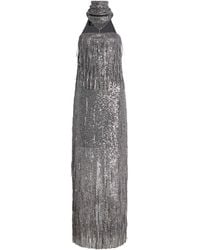 Bevza - Sunbeams Scarf-Neck Fringed Sequined Maxi Dress - Lyst