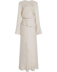 Brandon Maxwell - The Tiered Fluid Twill Maxi Dress - Lyst