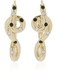 Bea Bongiasca - Double Wave Enameled 9k Yellow Gold Diamond Hoop Earrings - Lyst