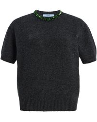 Prada - Embellished Wool-Cashmere Sweater - Lyst