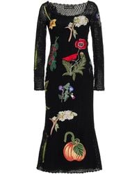 Oscar de la Renta - Floral-Embroidered Crocheted Cotton Midi Dress - Lyst