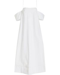 Moré Noir - Sierra Off-the-shoulder Trapeze Cotton Midi Dress - Lyst