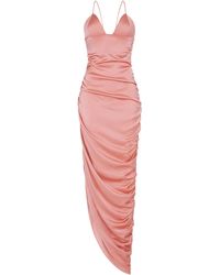 Paris Georgia Basics Fred Bustier Ruched Maxi Dress in Pink | Lyst