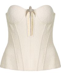 David Koma - Embellished Bouclé Corset Top - Lyst