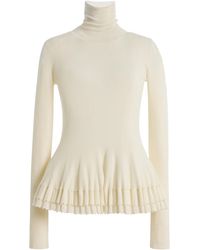 Ashlyn - Merritt Turtleneck Wool-Silk Top - Lyst