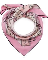 Prada - Heritage-Print Silk Twill Scarf - Lyst