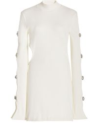Mach & Mach - Crystal-embellished Ribbed Cotton Mini Dress - Lyst