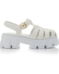 Prada - Monolith Raffia And Rubber Fisherman Sandals - Lyst