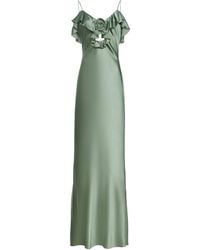 De La Vali - Exclusive Ruffled Silk-Blend Satin Maxi Slip Dress - Lyst