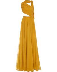 Prabal Gurung Asymmetric Drape Goddess Gown - Yellow