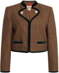 Valentino Garavani - Houndstooth Virgin Wool Cropped Jacket - Lyst