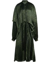 Balenciaga - Draped Plissé Crepe Midi Dress - Lyst