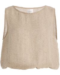 Leset - Stella Cropped Sequined Linen-Blend Top - Lyst