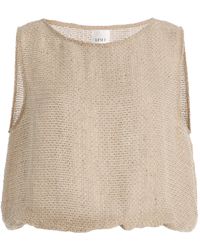 Leset - Stella Cropped Sequined Linen-blend Top - Lyst