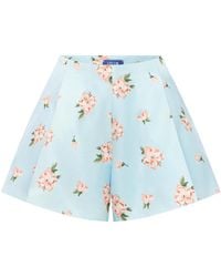 LEO LIN - Abby Floral-Print High-Waisted Cotton-Silk Shorts - Lyst