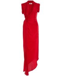 Victoria Beckham - Asymmetric Twist-Detailed Silk Maxi Dress - Lyst