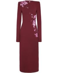 Naeem Khan - Crepe Floral Applique Long Sleeve Cocktail Dress - Lyst