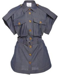 Acler - Delton Belted Chambray Mini Dress - Lyst