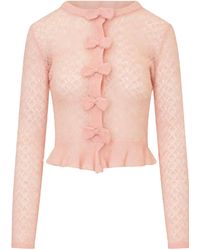 LoveShackFancy - Galle Bow-Embellished Wool-Blend Cardigan - Lyst