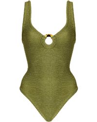 Hunza G - Celine Ring-detailed Seersucker One-piece Swimsuit - Lyst