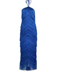 Francesca Miranda - Estrella Fringed Silk-Blend Maxi Halter Dress - Lyst